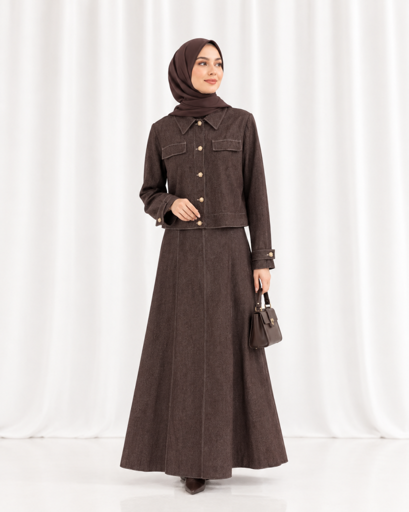 Cocoa Muse Jacket & Skirt Set by Yafa